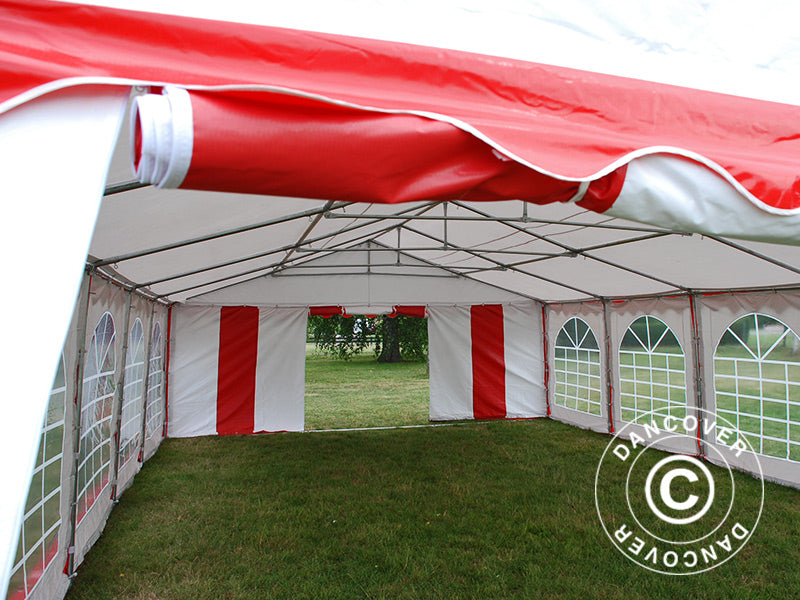 Partytelt Exclusive  6x10m PVC, Rød/Hvid