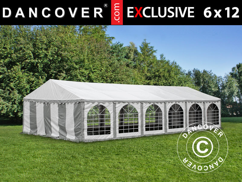 Partytelt Exclusive 6x12m PVC 900, Grå/Hvid