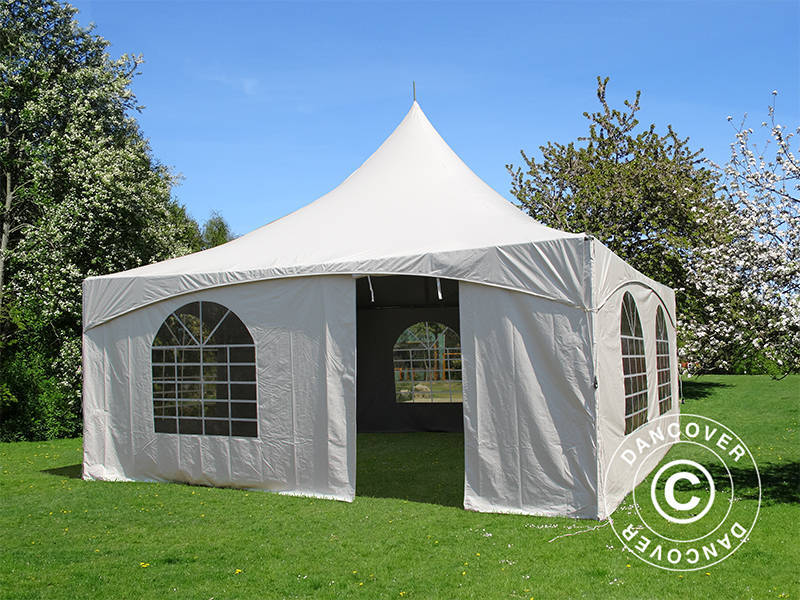 Pagodetelt PartyZone 6x6m, PVC, Hvid