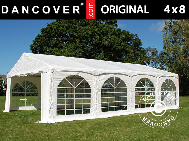 Partytelt Original 4x8m PVC 900, "Arched", Hvid