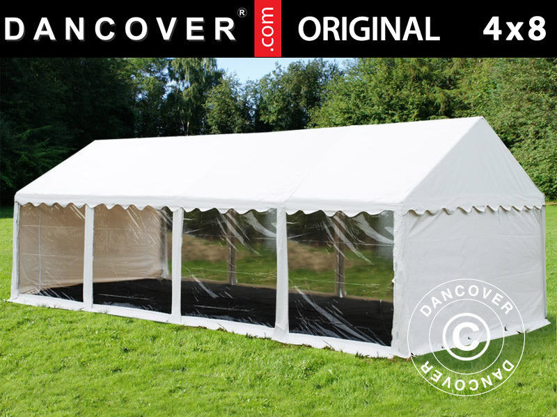 Partytelt Original 4x8m PVC 900, Panorama, Hvid