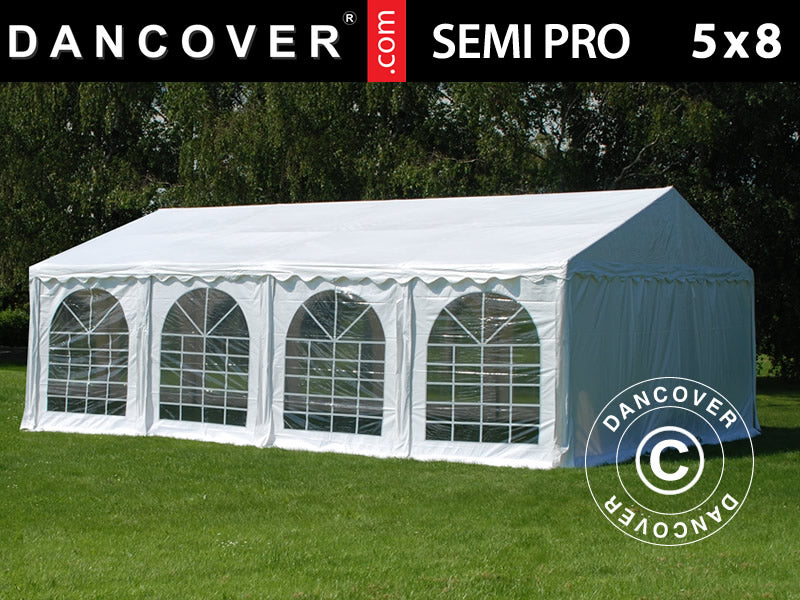 Partytelt SEMI PRO Plus 5x8m PVC 900, Hvid