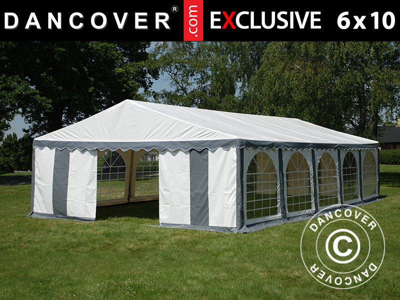 Partytelt Exclusive 6x10m PVC 900, Grå/Hvid