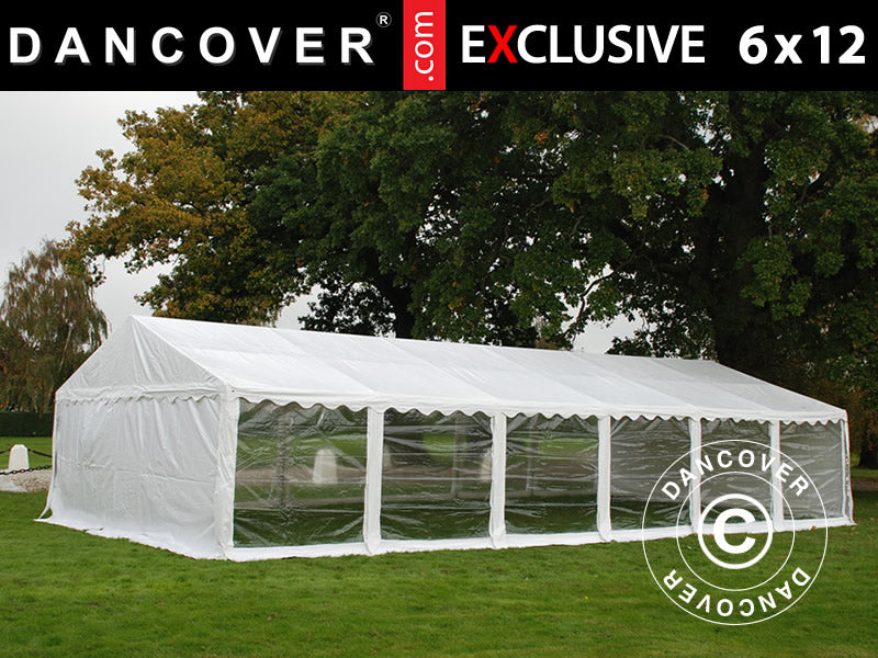 Partytelt Exclusive 6x12m PVC 900, Hvid, Panorama