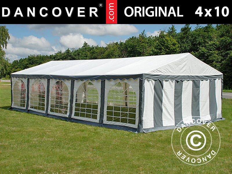 Partytelt Original 4x10m PVC 900, Grå/Hvid