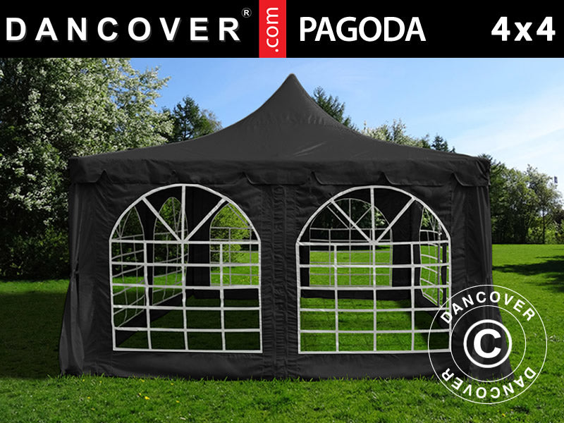 Partytelt Pagoda 4x4m, Sort