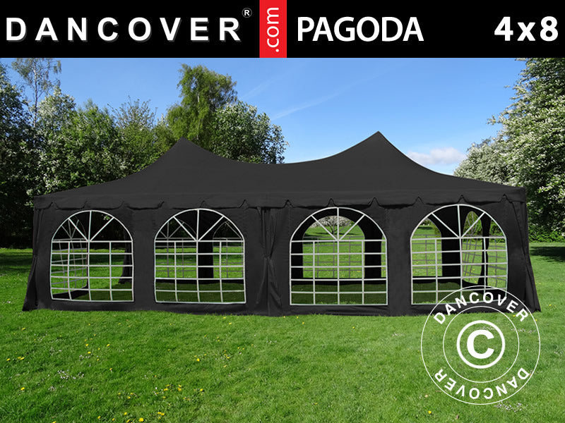 Partytelt Pagoda 4x8m, Sort