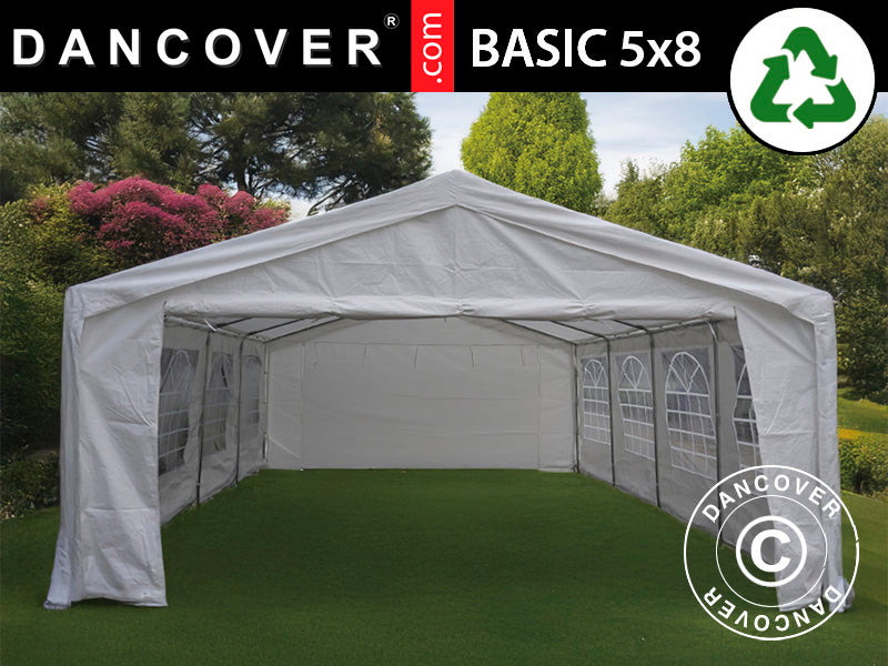 Partytelt Basic 5x8m PE 500, Hvid