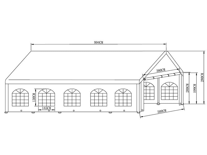 Partytelt Basic 5x10m PE 500, Hvid