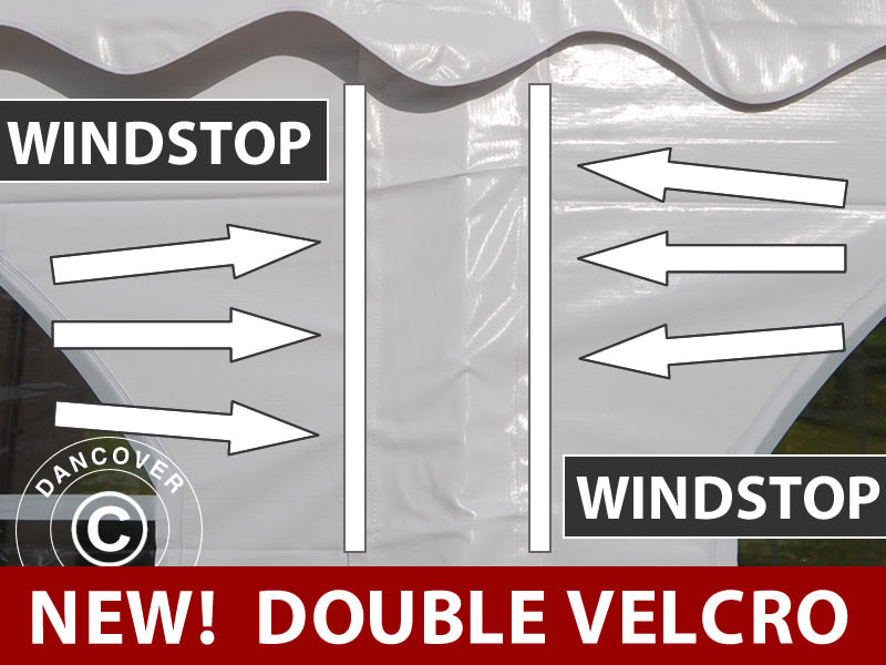 Sidevæg med vindue til partytelt PLUS 10m, Hvid