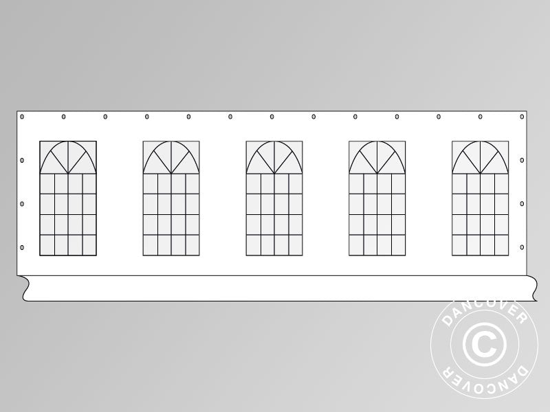 Sidevæg med vindue til partytelt PLUS 10m, Hvid