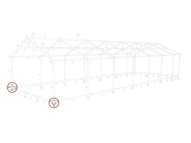 3-vejs samling til bundramme, Ø42mm, 90°