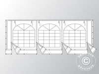 Endevæg m/stort vindue og bred dør, 6m, brandhæmmende, PVC, Hvid/Grå