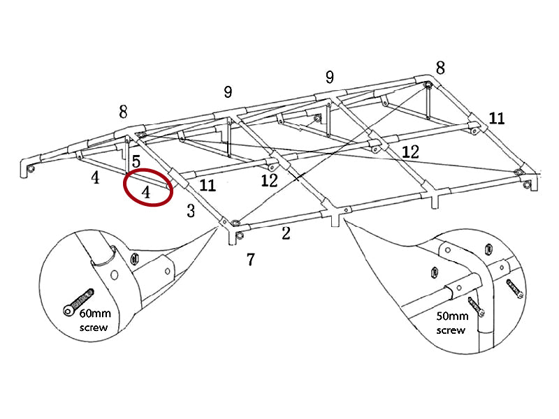 Hanebånd vandret, Ø25mm, 1750mm