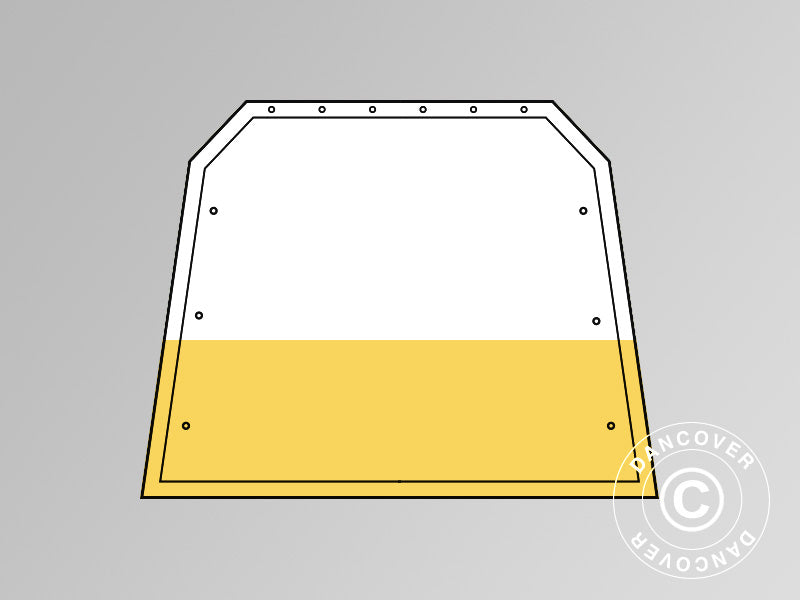 Endevæg/dør til lagertelt/arbejdstelt PRO 3,6m, PVC, Hvid/Gul