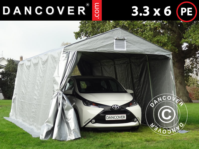 Garagetelt PRO 3,3x6x2,4m PE, Grå