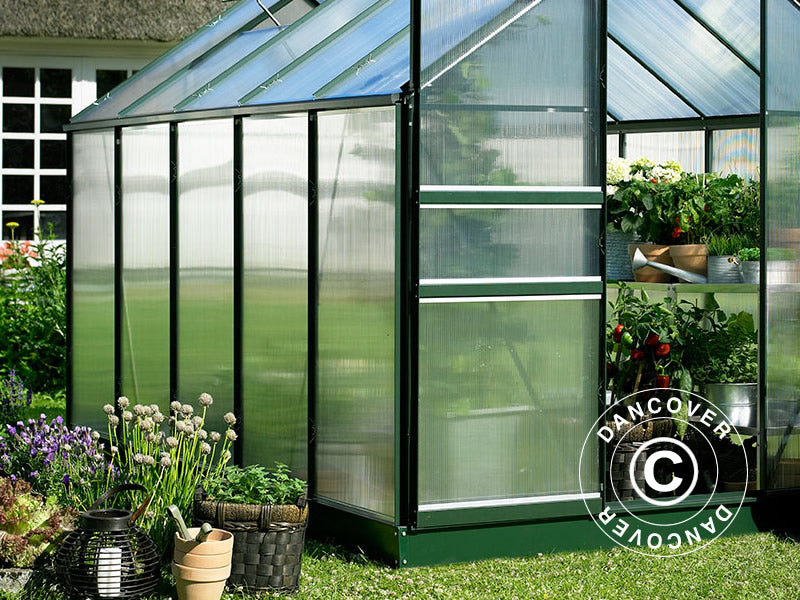 Drivhus polycarbonat Halls Popular 6,2m², 1,93x3,19x1,95m, Grøn
