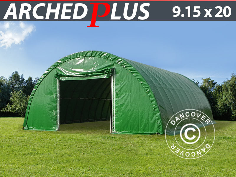 Rundbuehal, telthal 9,15x20x4,5m, PVC, Grøn