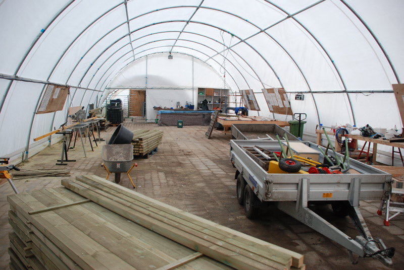 Rundbuehal, telthal 9,15x20x4,5m, PVC, Hvid