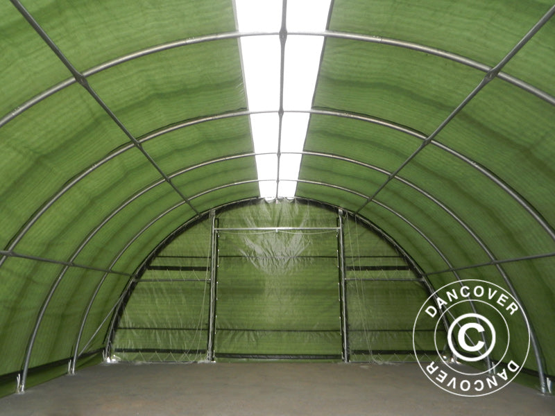 Rundbuehal/Telthal 9,15x20x4,5m, PE m/ovenlys, Grøn