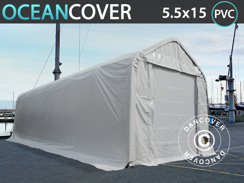 Telthal Oceancover 5,5x15x4,1x5,3m, PVC, Hvid