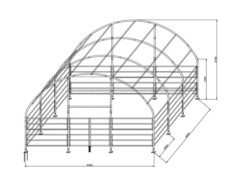 Læskur til husdyr 6x6x3,7m, PVC, Grøn