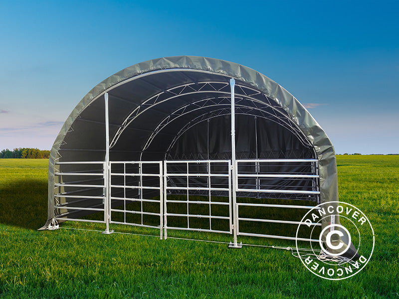 Læskur til husdyr Truss 6x6x3,7m, PVC, Grøn