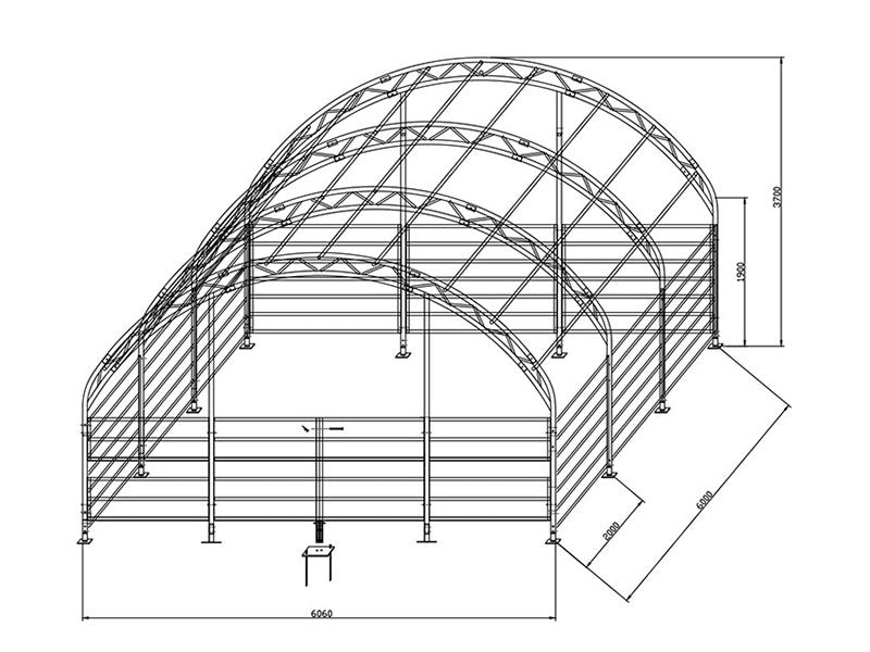Læskur til husdyr Truss 6x6x3,7m, PVC, Grøn