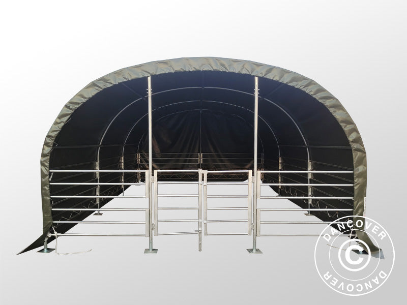 Læskur til husdyr 4x6x2,4m, PVC, Grøn