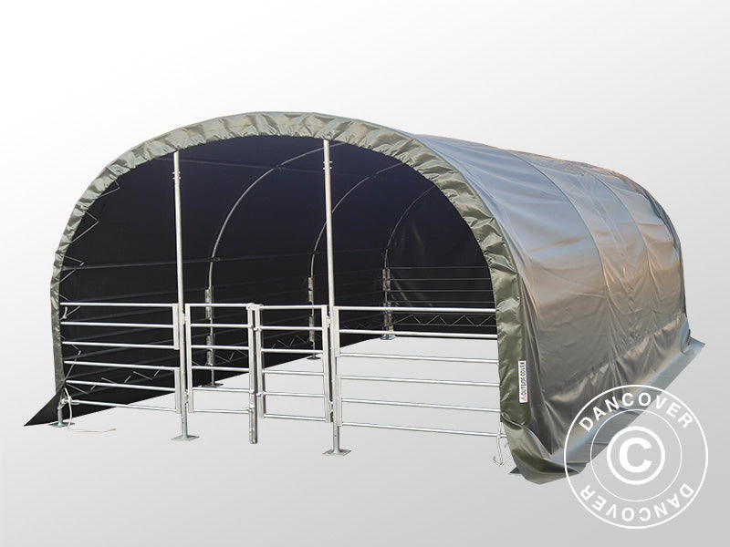 Læskur til husdyr 4x6x2,4m, PVC, Grøn