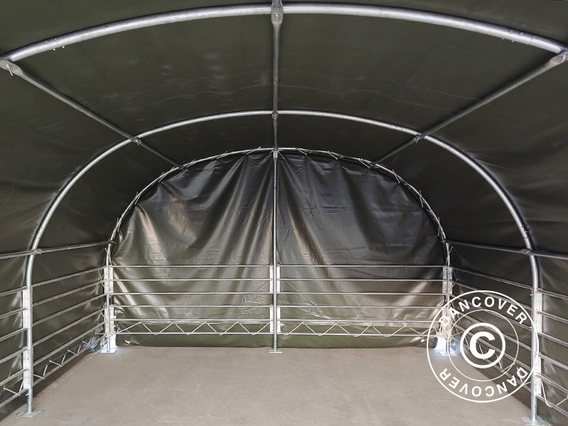 Læskur til husdyr 4x6x2,4m, PVC, Grøn