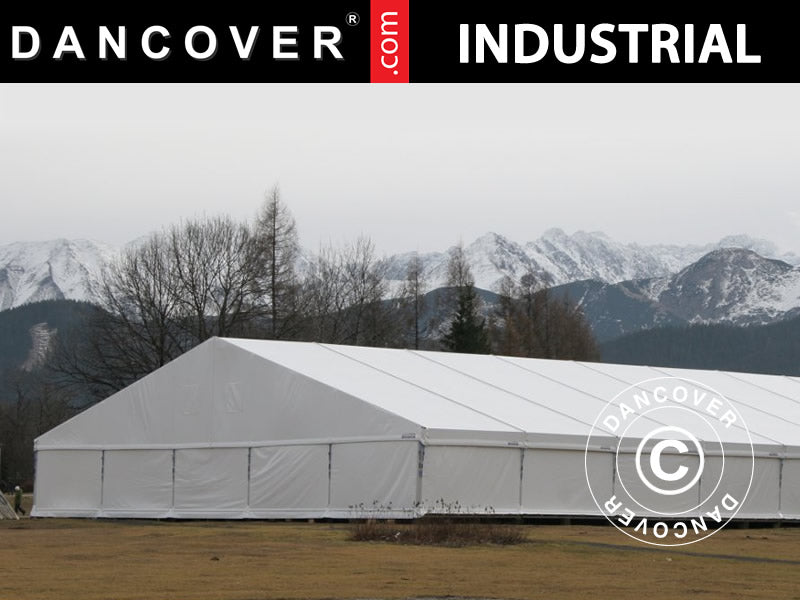 Professionel telthal Alu 12x12x5,42m m/skydeport, PVC, Hvid