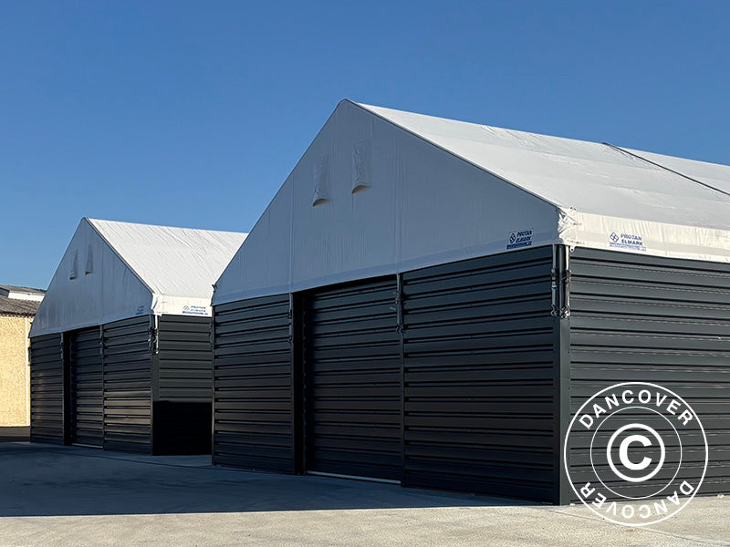 Professionel lagerhal Alu 20x50x9,04m m/skydeport, PVC/Metal, Hvid