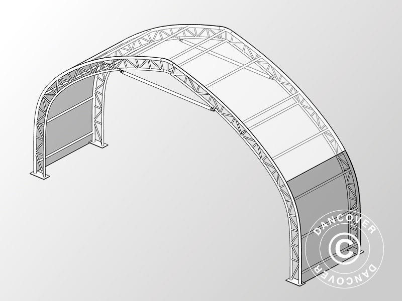 Forlængelse 2m til telthal, rundbuehal 12x16x5,88m, PVC, Hvid/Grå