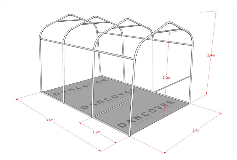 Opbevaringstelt PRO 2,4x3,6x2,34m PE, Grå