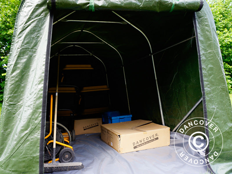 Opbevaringstelt PRO 2x3x2m PE, med underlag, Grøn/Grå