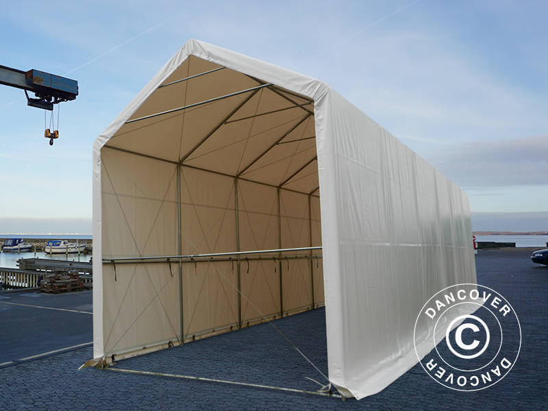 Lagertelt PRO XL 4x12x3,5x4,59m, PVC, Hvid