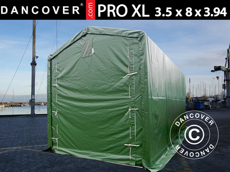 Lagertelt PRO XL 3,5x8x3,3x3,94m, PVC, Grøn