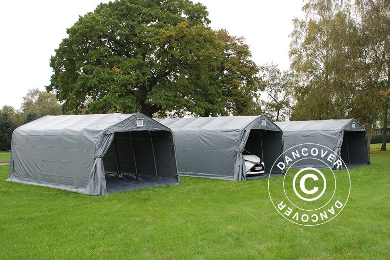 Garagetelt PRO 3,6x7,2x2,68m PVC med underlag, Grå