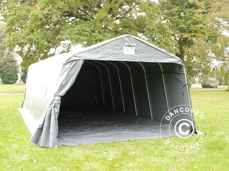 Garagetelt PRO 3,6x8,4x2,7m PVC med underlag, Grå