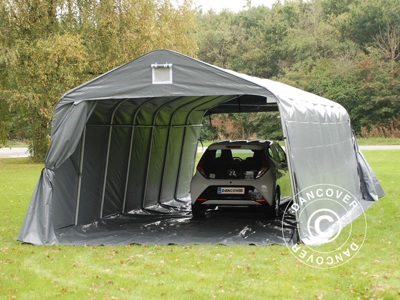 Garagetelt PRO 3,6x8,4x2,7m PVC med underlag, Grå
