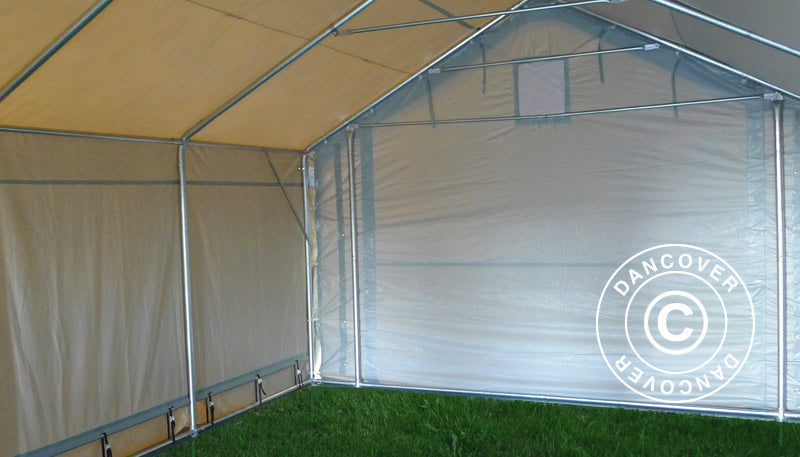 Lagertelt PRO 4x8x2x3,1m, PVC, Grå