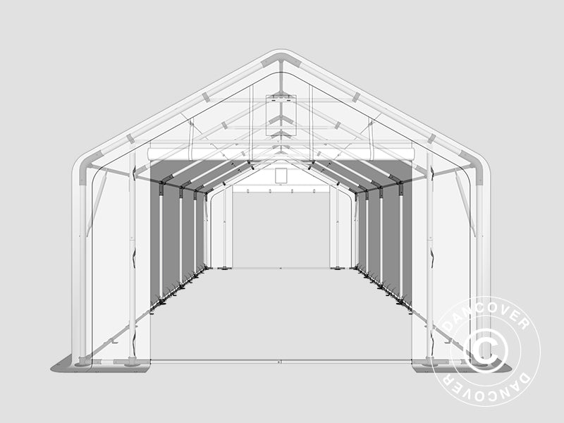 Lagertelt PRO 4x10x2x3,1m, PVC, Grå