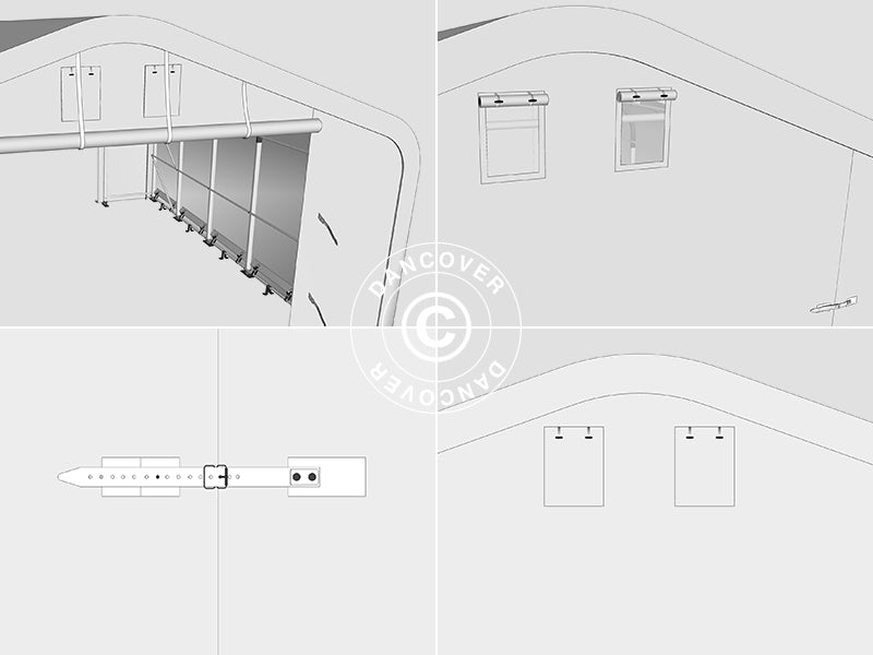 Lagertelt PRO 6x18x3,7m PVC m/ovenlys, Grå