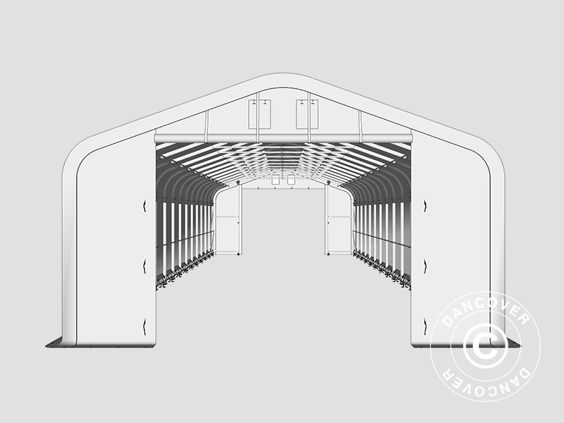 Lagertelt PRO 6x18x3,7m PVC m/ovenlys, Grøn