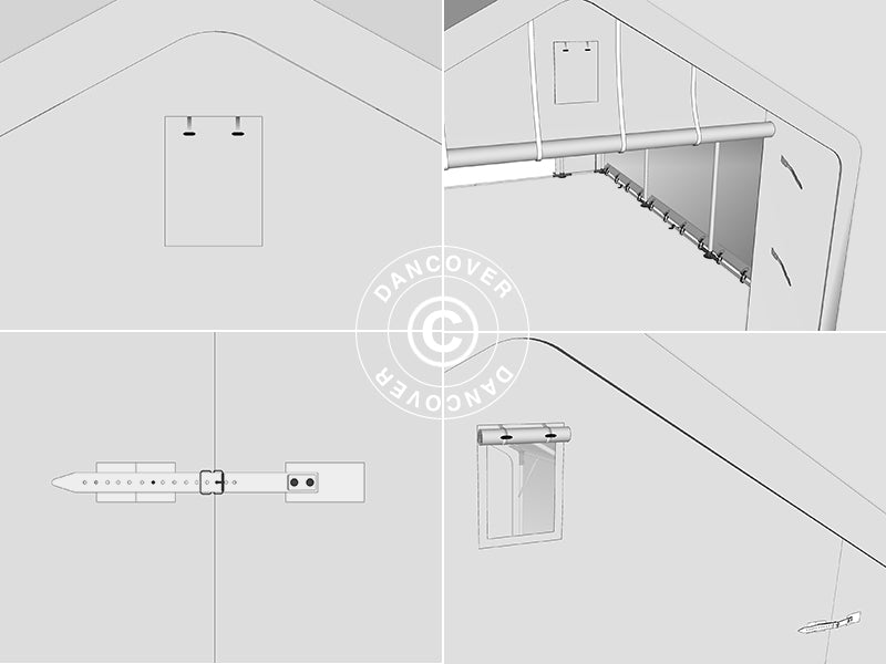 Lagertelt PRO 5x6x2x3,39m, PVC, Grå