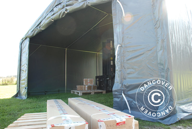 Lagertelt PRO 5x8x2x3,39m, PVC, Grå