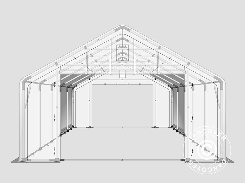 Lagertelt PRO 5x10x2x3,39m, PVC, Grå