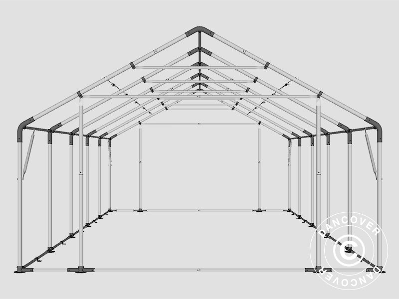 Lagertelt PRO 5x10x2x3,39m, PVC, Grå