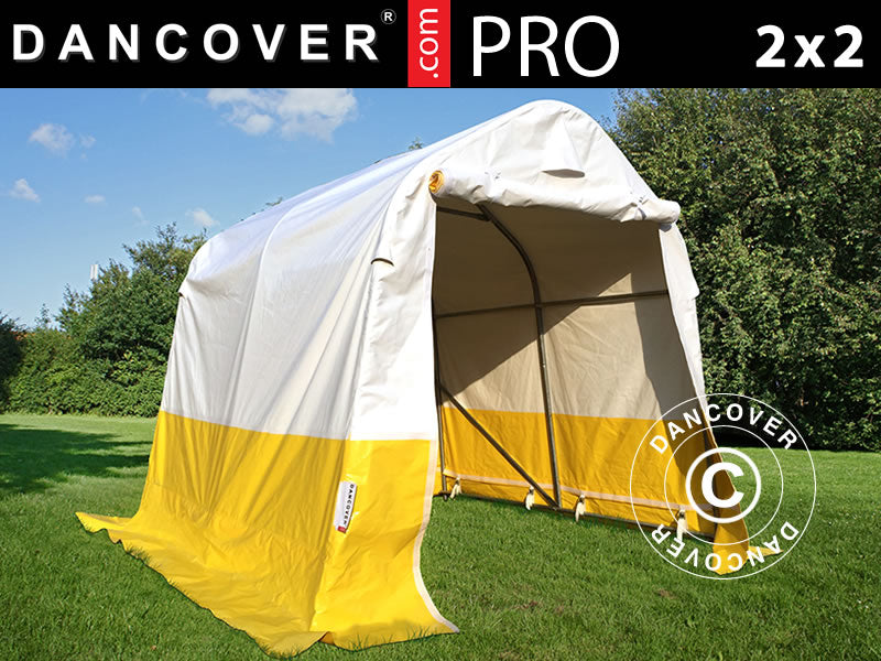 Opbevaringstelt, arbejdstelt PRO 2x2x2m, PVC, Hvidt/gult, Flammehæmmende
